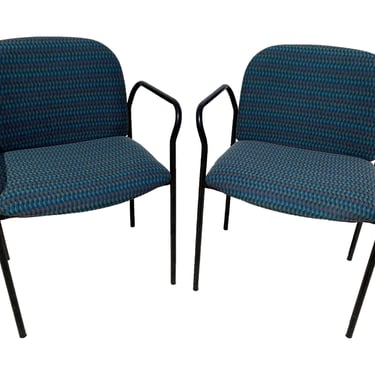1980s Vintage Italian Teal Accent Armchairs - a Pair 