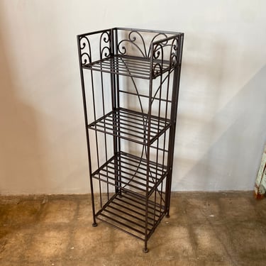Vintage Pier One Collapsible Metal Wire Shelf in Black