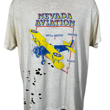 1980's Thrashed Nevada Aviation Shirt Size L