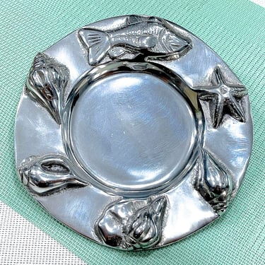 VINTAGE: Rare Original Vari Disenos Aluminum Small Plate - Ashtray - Candle Holder Jeweler Holder, Ismael Valenzuela Romo 