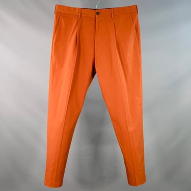 PAUL SMITH Size 34 Orange Rust Twill Cotton Pleated Tapered Dress Pants