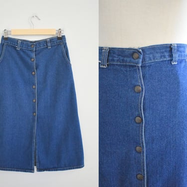 1970s/Early 1980s Dark Wash Denim Midi Skirt 