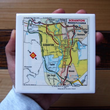 1973 Scranton Pennsylvania Map Coaster. Scranton Map. City Coaster. Pennsylvania Décor. Vintage Map. The Office TV Show. Dunder Mifflin. 