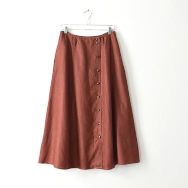 vintage linen button front skirt, 90s Lord & Taylor 