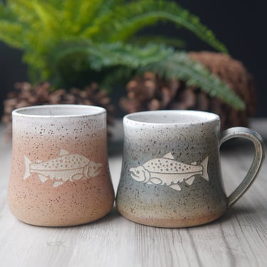 Salmon Mug - Introvert Collection Rustic Handmade Pottery 