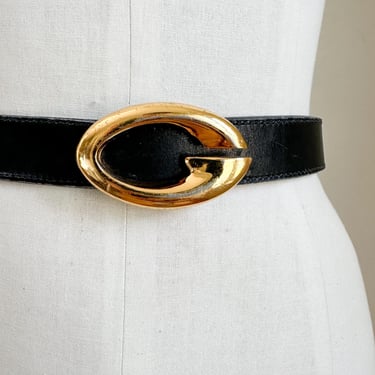 Vintage 1980s Gucci "G" buckle leather belt / 25" - 27" 