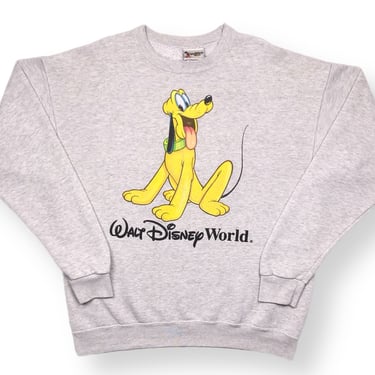 Vintage 90s Walt Disney World Made in USA Big Print Pluto The Dog Cartoon Character Graphic Crewneck Sweatshirt Pullover Size XL 