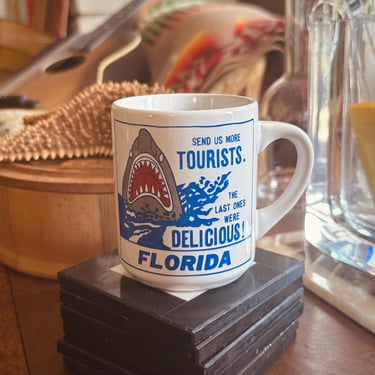 Vintage Florida Souvenir Coffee Mug - 1990s - Shark - Send Us More Tourist - Humor 