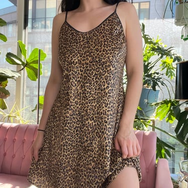 90s Vintage Cheetah Print Velour Dress