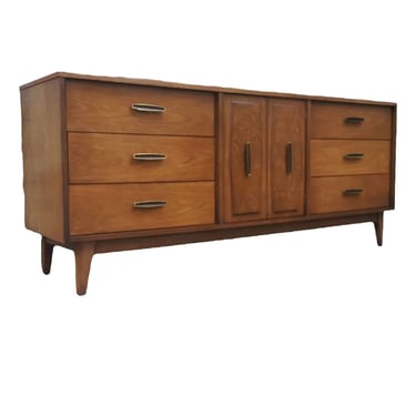 Free Shipping Within Continental US -Vintage Mid Century Modern 9 Drawer Dresser Dovetail Drawers Burl Wood Accent Cabinet Storage 