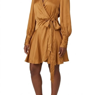 Zimmermann - Gold Silk Wrap Dress Sz 10 | Current Boutique - DMV -  Bethesda, Clarendon, DC, Old Town | ATTIC