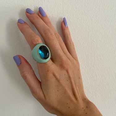 Blue Enamel Jewel Cocktail Ring