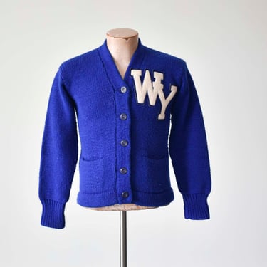 Vintage 1960s Knit Cardigan / Vintage Letterman Cardigan / Vintage Letterman Sweater / John Grove Letterman / Vintage Varsity Sweater 