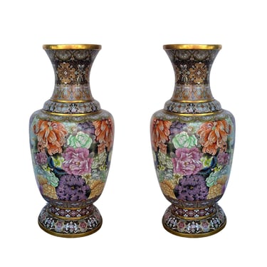 Pair of Chinese Traditional Cloisonné Vases