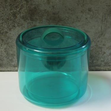 Vintage Lucite Ice Bucket Mid Century Modern Ice Bucket Turquoise Compost Bin Retro Barware Mod Ice Bucket Blue Green 