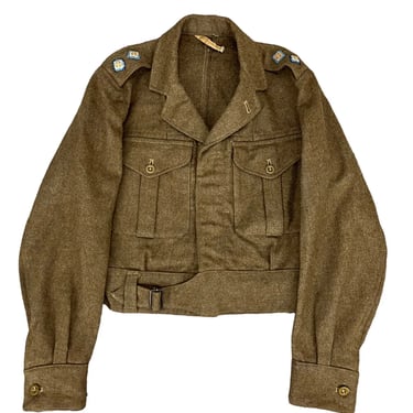 Vintage 50's British Military Green Wool Battle Dress Jacket Army