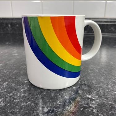 1984 rainbow FTD mug - ceramic coffee or tea cup - nostalgia 