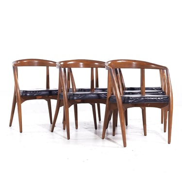 Lawrence Peabody Mid Century Walnut Arm Chairs - Set of 6 - mcm 