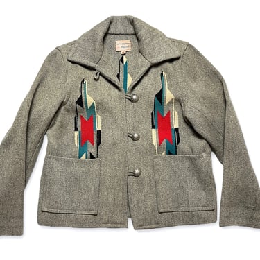 Vintage 1940s GANSCRAFT CHIMAYO Handwoven Wool Blanket Jacket ~ Concho Buttons ~ Southwestern ~ Native American ~ Coat ~ 