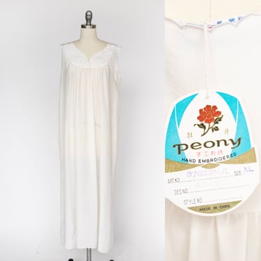 1970s Slip Dress Silk Deadstock Full Length Nightgown Lingerie L 