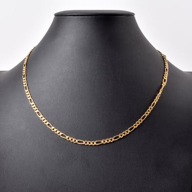 14K Gold Figaro Chain, Vintage Gold Chain, Estate Figaro Chain, 8mm Links, 19" Chain 