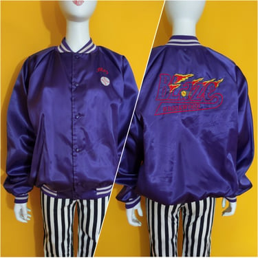 Cool Vintage 80s Purple Baseball Bomber Jacket 