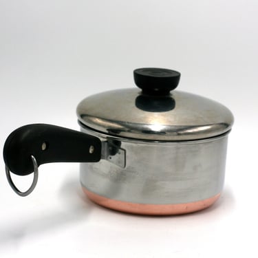 vintage revere ware 3/4-quart saucepan/double ring mark/copper bottom 
