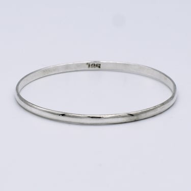 Small 60's silver half barrel minimalist bangle, simple 725 silver stacking bracelet 