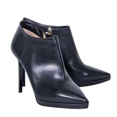 90s 00s Y2K Black Leather Cropped High heel Boots 8 1/2