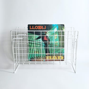 Vintage Magazine Rack, “Metal Threat” Newspaper Rack by Pilastro in White, Made in Holland, 1970’s 