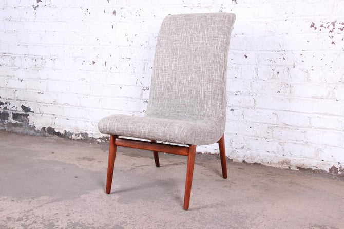 Norman Bel Geddes Mid-Century Modern Slipper Chair, Newly Reupholstered