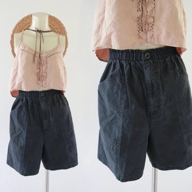 high waist cotton shorts 27-33 - vintage 90s 1990s womens black distressed high waisted small medium 