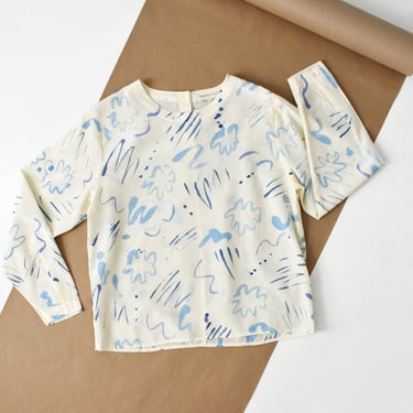 hand painted vintage silk shirt | sky 