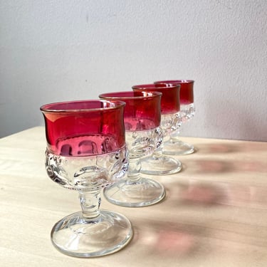 Ruby Crown flashed thumprint claret wine glasses by Colony 