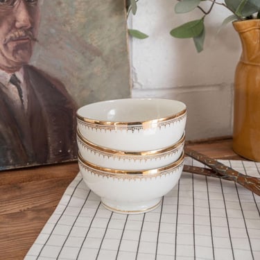 vintage french Limoges cafe au lait bowls, set of 3