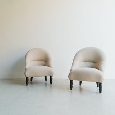Pair of Linen Crapaud Chairs