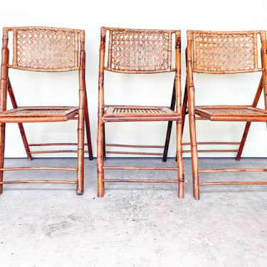 Set of Three Bamboo Folding Chairs