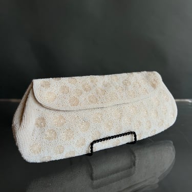 Vintage 50s Bridal Beaded Clutch Made in Japan 