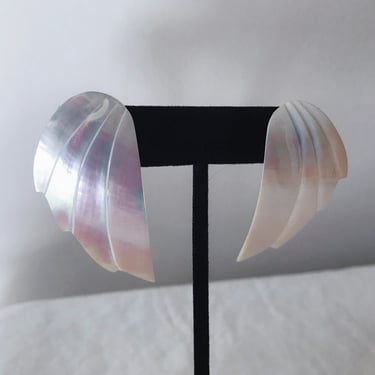 vintage earrings shell earrings wing statement earrings mother of the pearl stud earrings cocktail party custom jewelry 