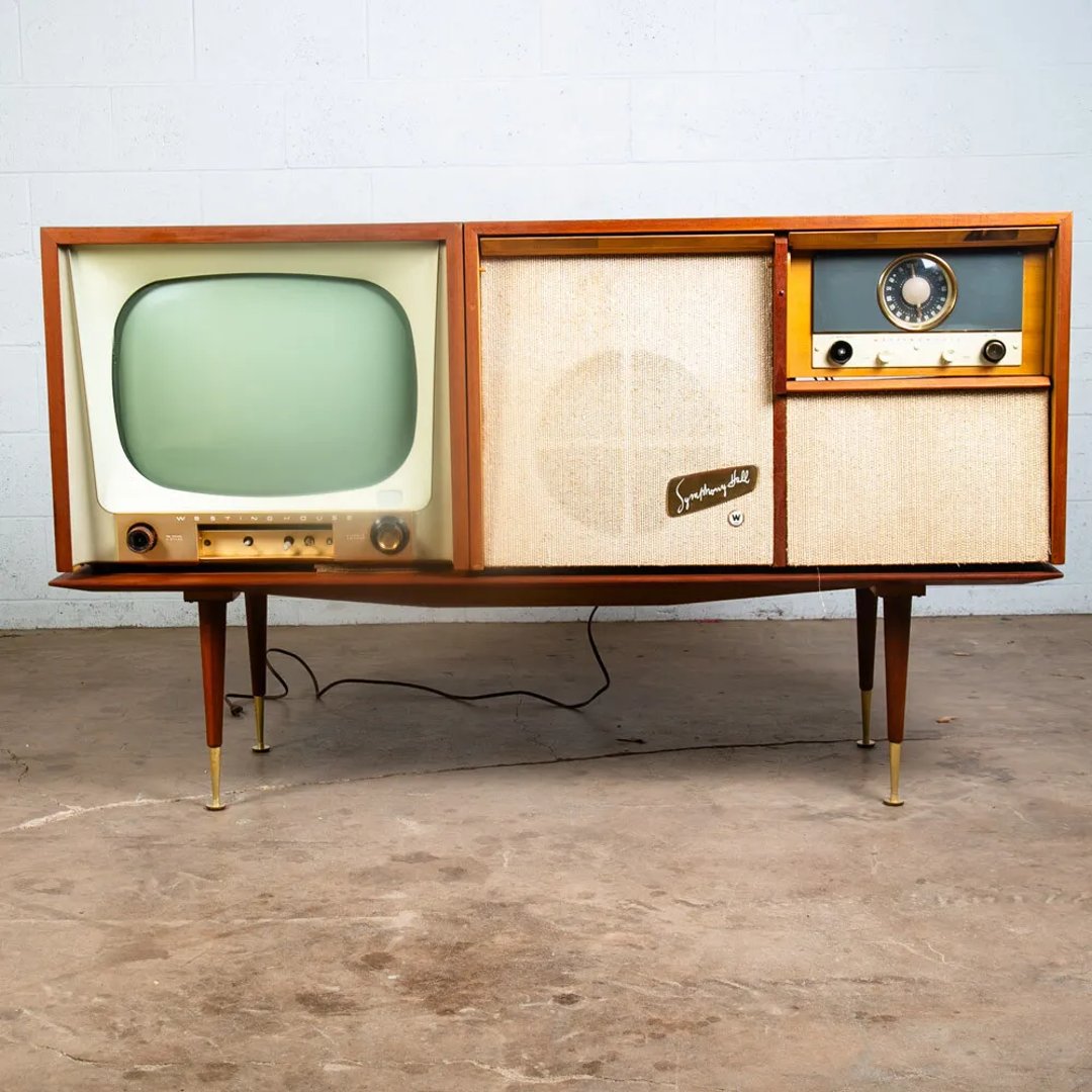 Mid Century Modern Stereo Console Westinghouse Radio Record Player