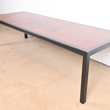 Dunbar Style Rosewood and Black Lacquered Extension Dining Table, Newly Refinished