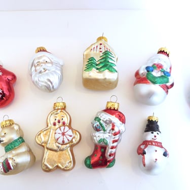 Vintage Figural Christmas Ornaments - 9 Vintage Figural Glass Ornaments 