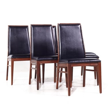 Dillingham Mid Century Walnut Dining Chairs - Set of 6 - mcm 