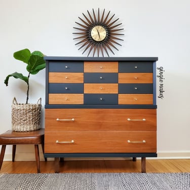 Refinished Mid-Century Modern Highboy ****please read ENTIRE listing prior to purchase SHIPPING is NOT free 