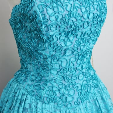 1950s Blue Soutache Strapless Party Dress by Mike Benet- Size Small 2/4 