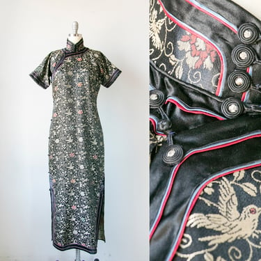 1950s Cheongsam Dress Silk brocade M 