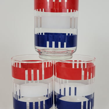 Vintage Trio Red, White, and Blue glasses by Libby