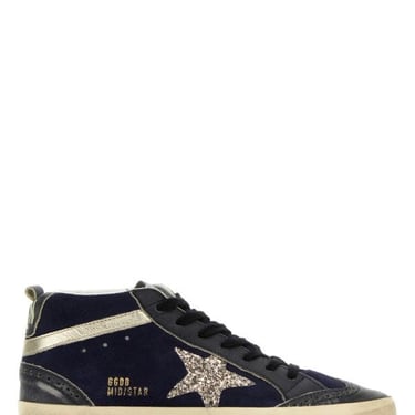 Golden Goose Deluxe Brand Woman Midnight Blue Suede And Leather Mid Star Sneakers
