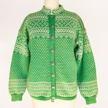 1960s Norwegian Sweater Wool Knit Cardigan 