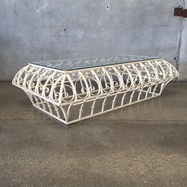 Ornate Wrought Iron & Glass Coffee Table